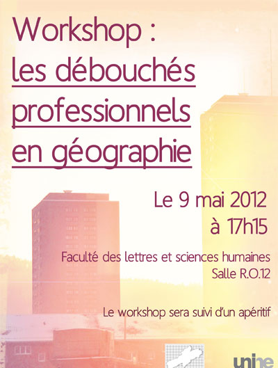 Flyer du workshop « Les débouchés professionnels en géographie »